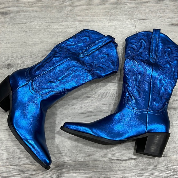 Bilini Danilo Cobalt Metallic Cowboy Boot - Picture 2 of 8